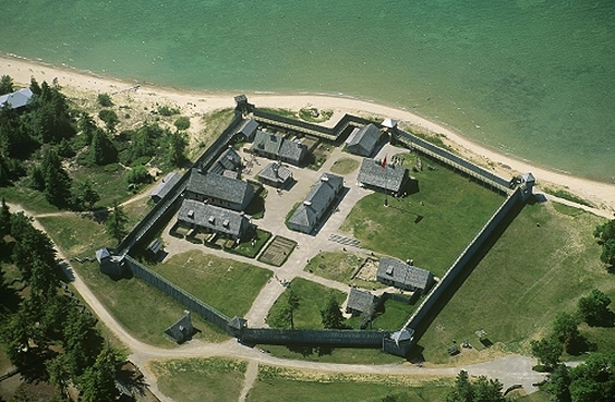 Aerial view Fort Michilimackinac